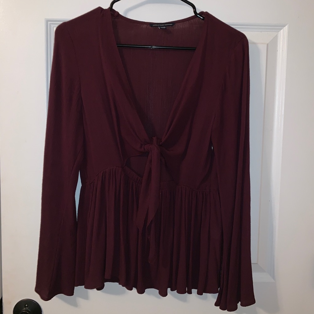 Cute tie front shirt with subtle cutout